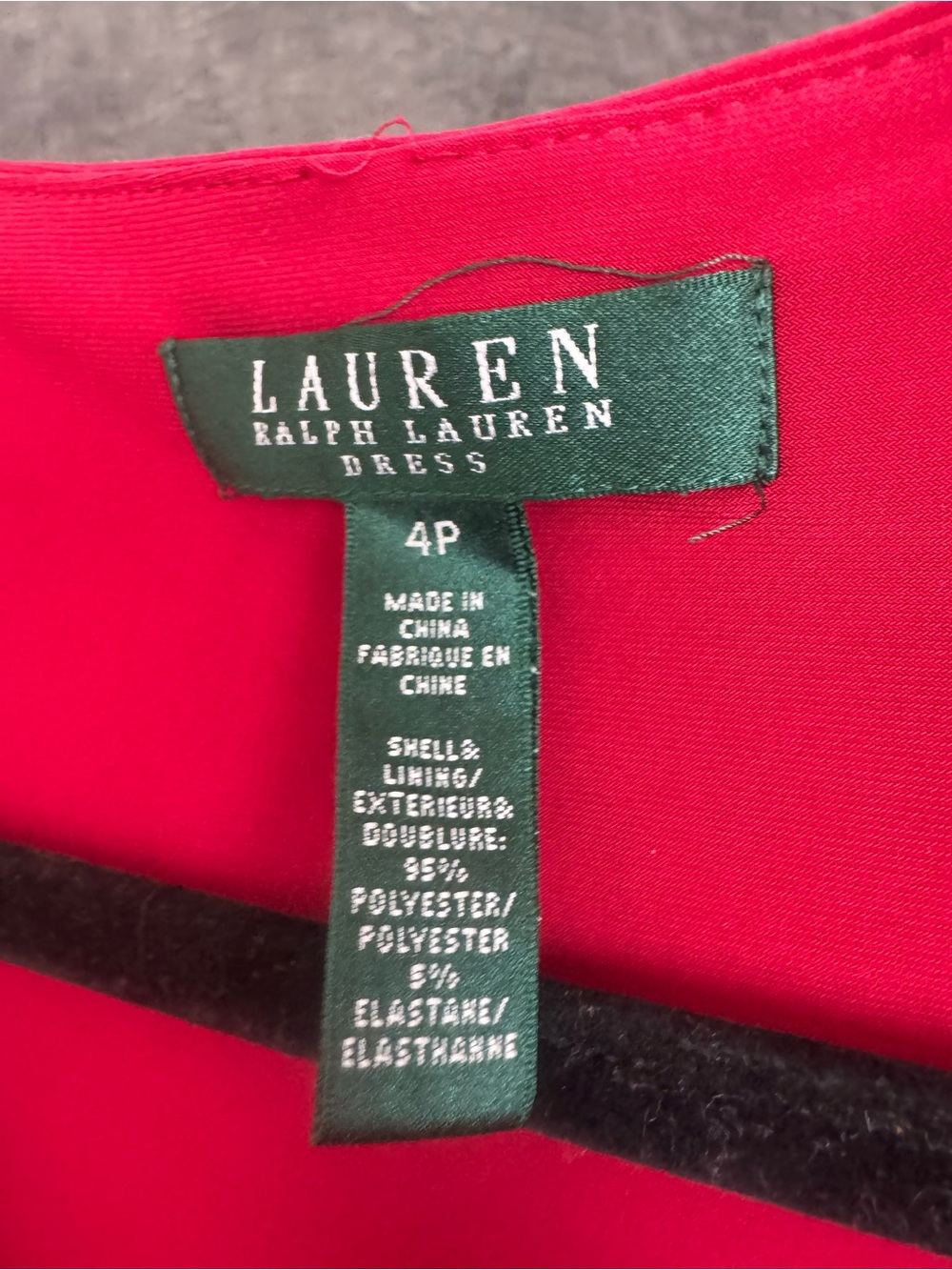 Lauren Ralph Lauren Red Ruched Faux Wrap Sheath Dress Petite Size 4P - Picture 5 of 5